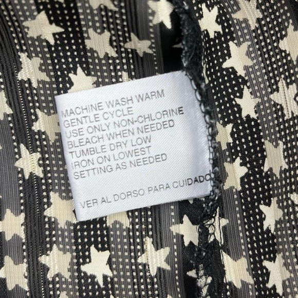 80s 90s Y2K Bohemian Witchy Black and White Stars Button Up Womens Size x large - Picture 10 of 11